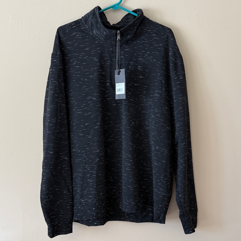 Men's Black and Gray Zip-Up Sweater